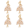 Golden ballet dancer charms with white pearl skirts for DIY jewelry making - Ballet Dancer Pearl (px1086-7)