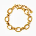 Polished gold stainless steel link chain bracelet with heart-shaped lobster clasp - Gold Link Chain (SBK454)