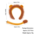 Lion ears headband and tail set dimensions showing 19x20cm headgear and 45cm plush tail - Lion Headband + Tail Set
