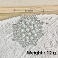 Silver star brooch with white faux pearls and clear rhinestones on white lace - Silver Gypsophila