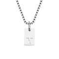 Silver square pendant necklace with letter Y and box chain for women in minimalist style - Letter Y / Silver