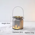 Silver frosted glass Christmas candle holder with reindeer silhouette and metal handle - Candle Cup C-Brown Reindeer (9x8cm/210g)