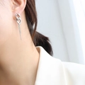 Silver chain tassel earrings in modern style featuring double oval interlocking links - Silver