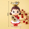 Cute 10cm girl figurine with fish ornament and Year of Abundance sign for cake decor - Girl with Fish Charm