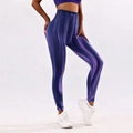 Metallic purple high waisted yoga leggings featuring 3D printed gradient texture - S / Purple Flow