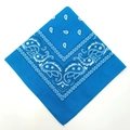 Bandana classique bleu vif à motif Paisley avec motifs floraux blancs et bordure - Bandana 54*54cm / Bandana 100% Coton 15# Bleu Sarcelle