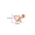 Orecchino a lobo a cuore oro rosa con gemma rosa e dettagli in zircone bianco - Foglie Cuore (3#) / Oro rosa