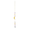 Garden suncatcher with golden moon face, crystal beads and prismatic glass ball pendant - Smiling Moon