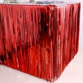 Roter Folien-Fransen-Tischrock für Halloween-Partys und festliche Tischdekorationen - Roter Feiner Seidentischrock