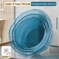 Lot de 3 bassines transparentes bleues pour bébé en plastique, tailles assorties - Lot de 3 + Support de Crochet / Bleu Transparent