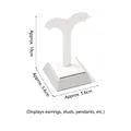 White PU leather T-shaped earring display stand with grey base, approx 10cm height - M-Style Earring Rack (White & Silver)