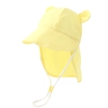 Detail of yellow baby sun hat featuring cute ears and adjustable windproof strap - 50-52CM / Yellow