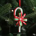 Christmas tree candy cane ornament in red green white stripes with ribbon bow decoration - Style E-Red Green White Striped Single Candy Cane