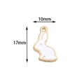 White and gold enamel bunny charm pendant for DIY jewelry, size 10mm by 17mm - White Rabbit