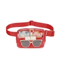 Transparent red waterproof waist bag with nylon mesh details and adjustable strap - Red