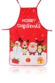 Détail du tablier de Noël rouge avec imprimés festifs de bonhomme de neige et de renne - 6#-Motif de Groupe de Noël