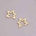 Polished 18K gold star shaped hoop earrings in minimalist geometric hollow design - Pentagram / Gold
