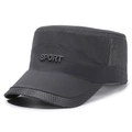 Dark grey quick-dry military flat top hat with SPORT embroidery and mesh ventilation - Adjustable / Dark Gray