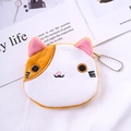 Cute cartoon cat plush coin purse with yellow and white fur and silver bead chain - Yellow and White Cat