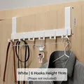 White 6-hook over the door organizer rack with 390mm width for clothes and bags - 6 Hooks_Short Arm / White