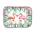 Pink flamingo and green leaf print transparent PVC makeup bag with a pink zipper - 098-Flamingo Leaf Pink