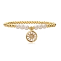Détail du bracelet en perles dorées avec perles blanches et pendentif roue en zircon - Pendentif Roue (2074YH)