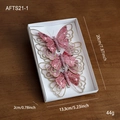 Set di 3 farfalle natalizie rosa glitterate in scatola, decorazione festiva 20x13.3x2cm - Stile Farfalla / Rosa