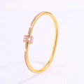 Polished gold stainless steel bangle with pink crystal pavé setting for women - Gold Pink Zirconia Slider