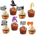8-piece Halloween cupcake toppers set featuring witch hat, bat, and ghost party themes - 8 Pcs/Pack