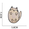 Embroidered cartoon cat patch featuring beige smiling kitten 7.2cm x 5.8cm size - Beige Brown Cat Patch (W17XM-078-08)