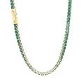 Collier tennis doré avec zircons verts à coupe carrée et fermoir pliable sécurisé - Base Or Pierre Verte Carrée (KN234319-KFC)