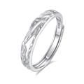 Adjustable S925 sterling silver hollow textured couple ring in polished silver finish - FDJZ-362-Men's