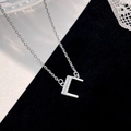 Collier en argent S925 avec pendentif rectangulaire en zircone sur chaîne en O - Argent 925 / Argent (Initiale C)