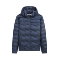 Herren-Kapuzenjacke in Dunkelblau mit Steppmuster und Reißverschluss für den Winter - L / Dunkelblau