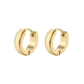 Close-up of golden hoop earrings featuring brushed metal texture and snap closure - Diagonal Gold (Single)