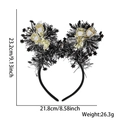 New Year party headband featuring gold champagne cups and black stars with dimensions - Wine Glass Star Tinsel
