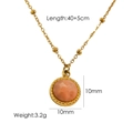 14K gold plated necklace featuring a round orange gemstone pendant and 40+5cm beaded chain - Sunstone