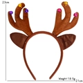 Christmas reindeer antler headband with colorful bells, 23x21cm festive hair accessory - Christmas Elastic Headband / Brown Antlers with Bells