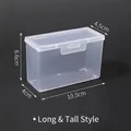 Clear plastic playing card storage box with tall design and snap-lock lid, 10.5x6.6cm - Tall Style