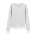 Women's casual grey long sleeve sweatshirt with white contrast trim and crew neckline - XS / Light Gray White