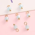 Light blue faceted glass bead pendants with gold hoops for DIY jewelry making - Light Blue Bicone Bead
