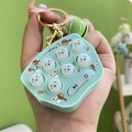 Mini light green handheld whack-a-mole game keychain with bell and cartoon buttons - Whack-a-mole Machine - Green