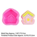 Cartoon house silicone mold 17-845 for candles and chocolates with finished sample - Style 2 Cottage / Pink