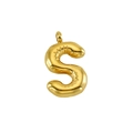 Colgante letra S burbuja 3D en acero inoxidable dorado de estilo inflado - Letra S