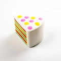 Slow-rebound slice cake toy with pink dots and colorful stripes in white finish - Triangle Cake