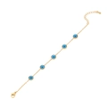 Gold evil eye necklace set with blue enamel pendants on a minimalist stainless steel chain - Bracelet (Evil Eye)
