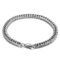 Bracciale a catena cubana in acciaio inossidabile argento lucido con chiusura a molla - Bracciale a Catena Traversino Argento 6mm-22cm