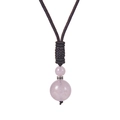 Collana artigianale in corda intrecciata con perle di quarzo rosa naturale e argento - Quarzo Rosa