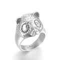 Anillo de acero inoxidable 316L plateado con diseño detallado de cabeza de panda - US 8 / Color Acero