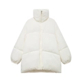 Chaqueta acolchada blanco crema con cuello alto, relleno cálido y cremallera - S / Blanco